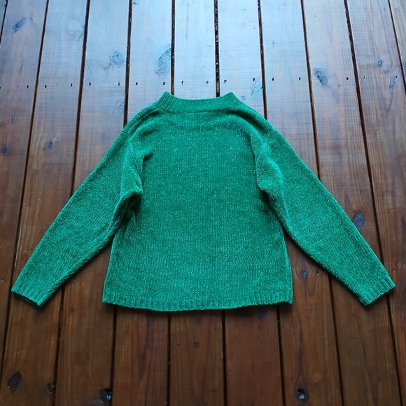 Vintage 90's L green fuzzy soft long sleeve mock neck sweater - Picture 2 of 8